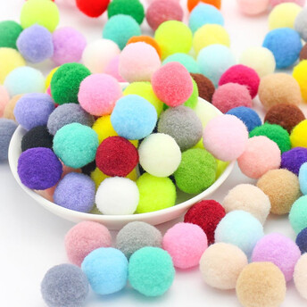 Помпоны бархатные 10 мм +-100 шт. Разные цвета