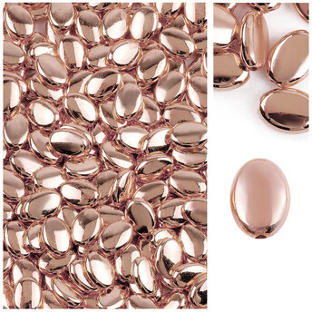 Бусины пластиковые Овал 8х6х2,7 мм Ø 1 мм +-50 шт. Розовое золото