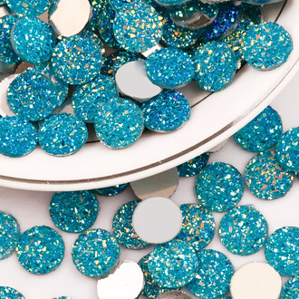 Полубусины Кристалы холодной фиксации 12 мм 20 шт. Бирюзово-голубой АВ