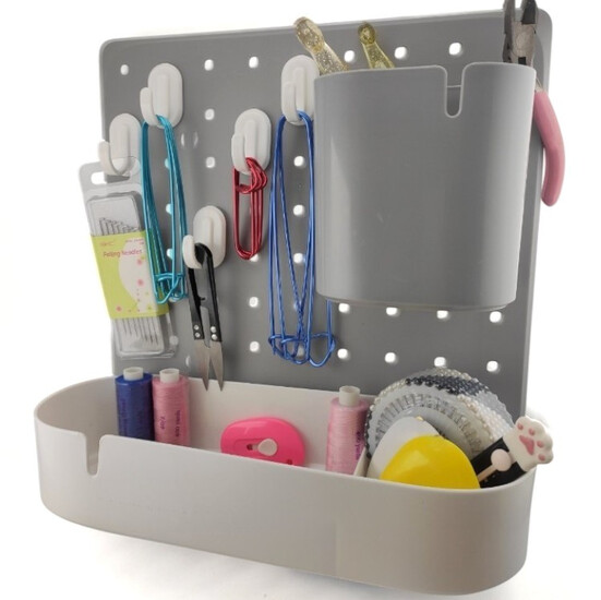 Стакан на органайзер подставка Pegboard/Пегборд для рукоделия 11х10х7 см 1 шт. Серый