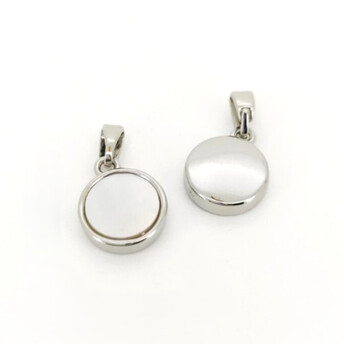 Кулон Round с перламутром медный позолота 9,5х17 мм 1 шт. Белое золото