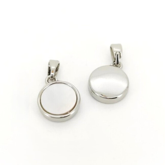 Кулон Round с перламутром медный позолота 9,5х17 мм 1 шт. Белое золото