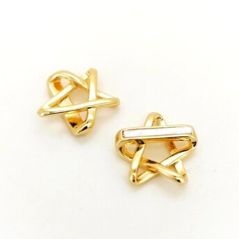 Кулон Star с перламутром медный 18К позолота 14х13,5 мм 1 шт. Золото