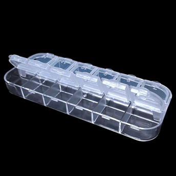 Органайзер 12 яч. контейнер пластиковый для рукоделия 13х5х1,5 см Прозрачный