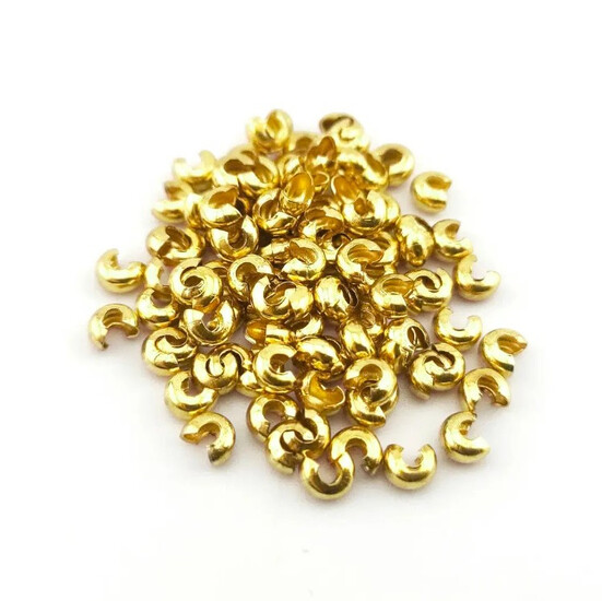 Кримпы обжимные бусины 3 мм +-100 шт. Золотистый яркий