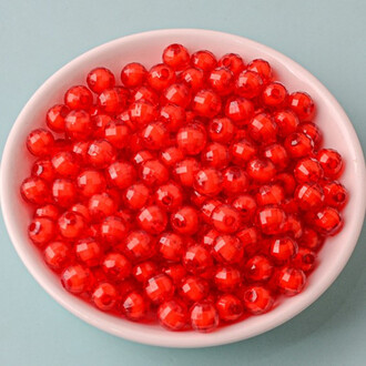 Бусины Граненые пластиковые 8 мм Ø 2 мм +-25 г (±95 шт.) Красный