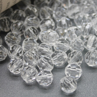 Бусины Граненые пластиковые 8 мм Ø 2 мм +-25 г (±95 шт.) Прозрачный