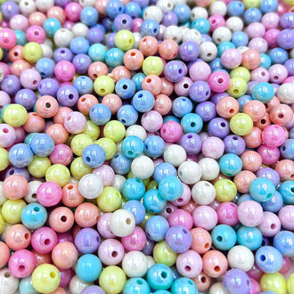 Бусины шар пластик 6 мм Ø 1,4 мм 25 г +-200 шт. Микс цветов перламутровый