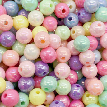 Намистини куля пластик 8 мм Ø 1,8 мм 25 г +-95 шт. Мікс кольорів перламутровий