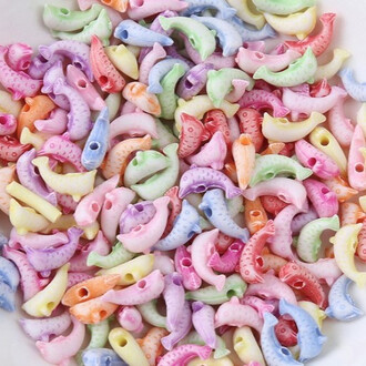 Пластиковые бусины Дельфин 12х6 мм 25 г (+-150 шт.) Разноцветные