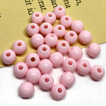 Намистини Куля пластик 8 мм Ø 1,8 мм +-25 г (±90 шт.) Рожевий світлий