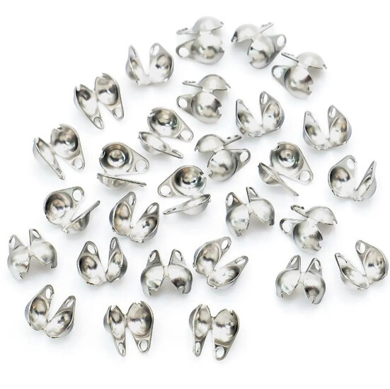 Каллоты с боковым зажимом из нерж.стали 10х6 мм Платина +-30 шт.