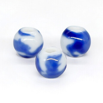 Бусины Шар керамические 8 мм Ø 2 мм 5 шт. Белый с синим