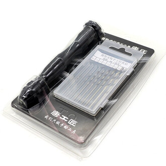 Ручная мини дрель 12,5х2,1 см +10 сверл 0,8-3 мм 1 набор Черный