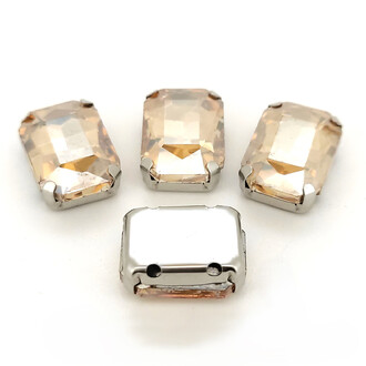Стразы в цапах пришивные Прямоугольник 6х8 мм 10 шт. Шампань