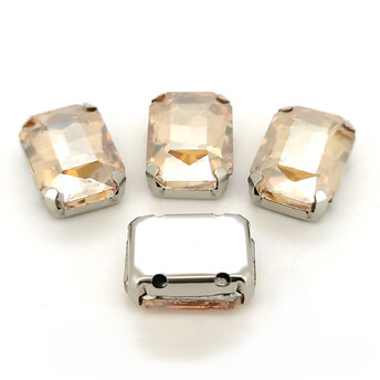 Стразы в цапах пришивные Прямоугольник 10х14 мм Шампань 10 шт.