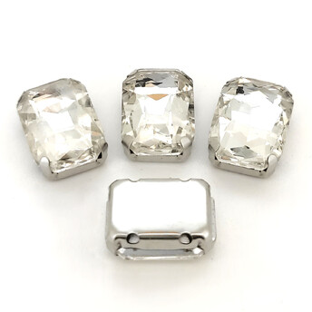 Стразы в цапах пришивные Прямоугольник 6х8 мм 10 шт. Прозрачный