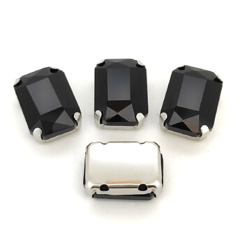 Стразы в цапах пришивные Прямоугольник 6х8 мм 10 шт. Черный