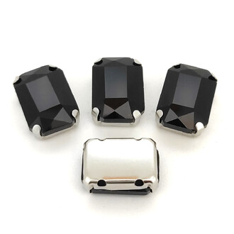 Стразы в цапах пришивные Прямоугольник 8х10 мм 10 шт. Черный