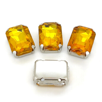 Стразы в цапах пришивные Прямоугольник 10х14 мм 10 шт. Желтый