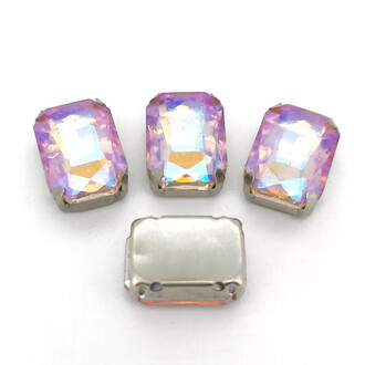 Уценка!!! Стразы в оправе пришивные Прямоугольник 10x14 мм желтый АВ 10 шт.