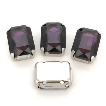 Стрази в оправі пришивні Прямокутник 10х14 мм Фіолетовий 10 шт.