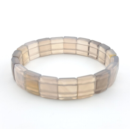 Браслет прямоугольное граненное звено Агат 12х10х5 мм 20 см 1 шт.