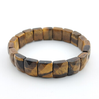 Браслет прямоугольное граненное звено Тигровый глаз 12х10х5 мм 20 см 1 шт.