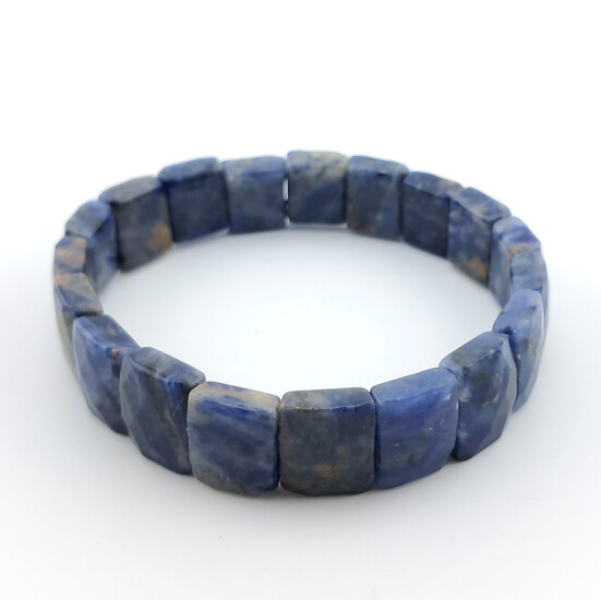 Браслет прямоугольное граненное звено Содалит 12х10х5 мм 20 см 1 шт.