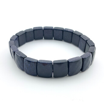 Браслет прямоугольное граненное звено Авантюрин синий 12х10х5 мм 20 см 1 шт.