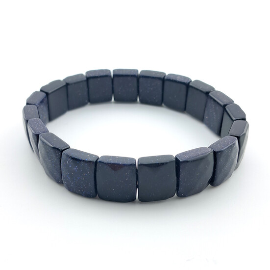 Браслет прямоугольное граненное звено Авантюрин синий 12х10х5 мм 20 см 1 шт.