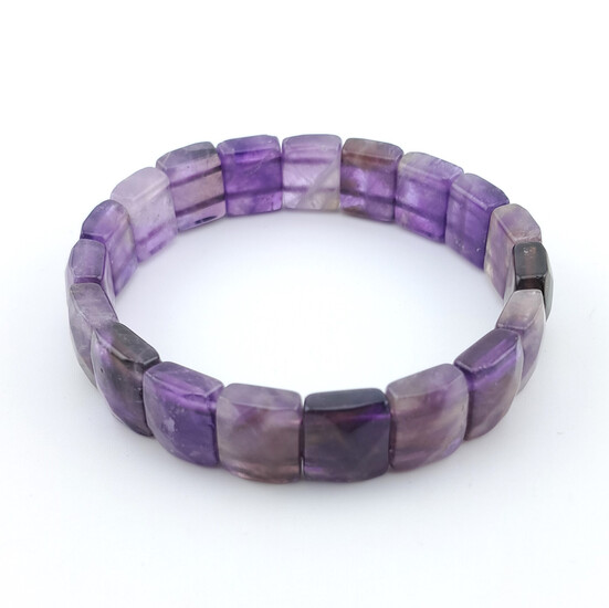 Браслет прямоугольное граненное звено Аметист 12х10х5 мм 20 см 1 шт.