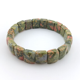 Браслет прямоугольное граненное звено Яшма Унакит 12х10х5 мм 20 см 1 шт.