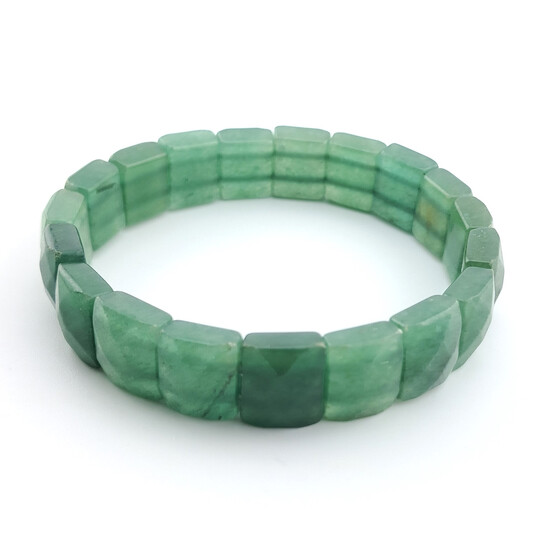 Браслет прямоугольное граненное звено Нефрит 12х10х5 мм 20 см 1 шт.
