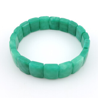 Браслет прямоугольное граненное звено Гавлит зеленый 12х10х5 мм 20 см 1 шт.