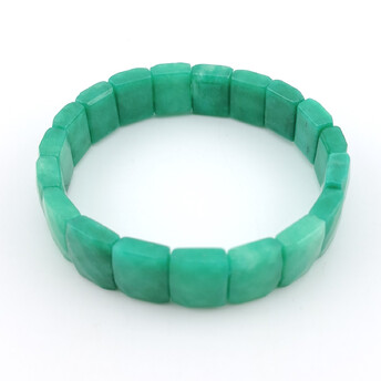 Браслет прямоугольное граненное звено Гавлит зеленый 12х10х5 мм 20 см 1 шт.