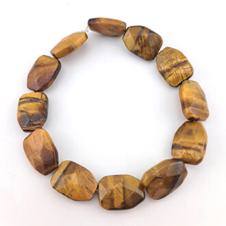 Тигровый глаз бусины плоские из камня огранка 12х17х6 мм ±20 см 12 шт.