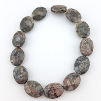 Опал серый бусины овальные из камня огранка 12х16х6 мм ±20 см 13 шт.