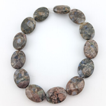 Опал серый бусины овальные из камня огранка 12х16х6 мм ±20 см 13 шт.