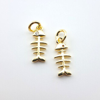 Подвеска fish skeleton 14К позолота 6х16 мм 1 шт. Золото