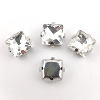 Стразы в цапах пришивные Квадрат 10х10 мм 10 шт. Прозрачный