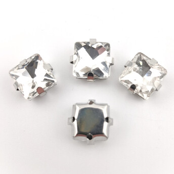 Стразы в цапах пришивные Квадрат 10х10 мм 10 шт. Прозрачный