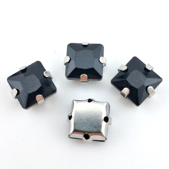 Стразы в цапах пришивные Квадрат 10х10 мм 10 шт. Черный