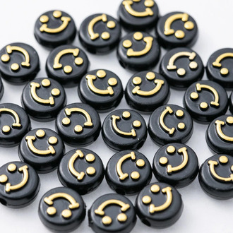 Пластиковые бусины смайлик 10х6 мм Черный +-25 г (+-80 шт.)