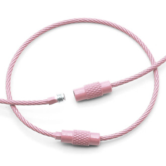 Основа для брелка металлический тросик с замком 150х1,5 мм Розовый нежный