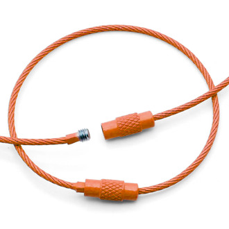 Основа для брелка металлический тросик с замком 150х1,5 мм Оранжевый