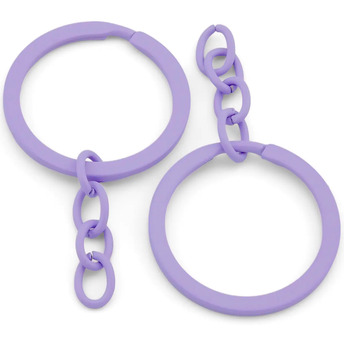 Основа для брелка колечко с цепью 30х54 мм 10 шт. Фиолетовый