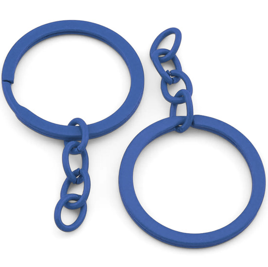 Основа для брелка колечко с цепью 30х54 мм 10 шт. Синий темный