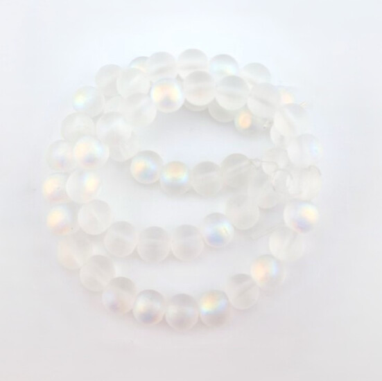 Матовый тонированный опал "Лунный блеск" бусины из камня 7 мм +-37 см 1 шт.