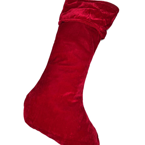 Сапожок для подарков рождественский бархатный 50х29 см 1 шт. Красный